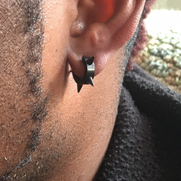 Spiked Huggie Hoops - Picture 7 of 9